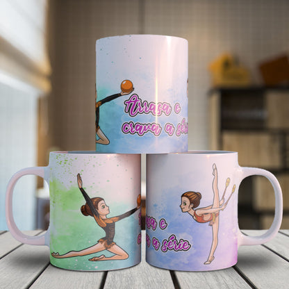 Rhythmic Gymnastics Mug Sublimation Designs PNG | Cute Gymnast Ribbon Hoop Ball Coffee Cup Wrap Bundle
