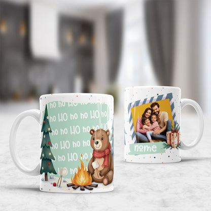 Personalized Christmas Mug Sublimation PNG | Custom Photo Mug Design | Editable Name Template