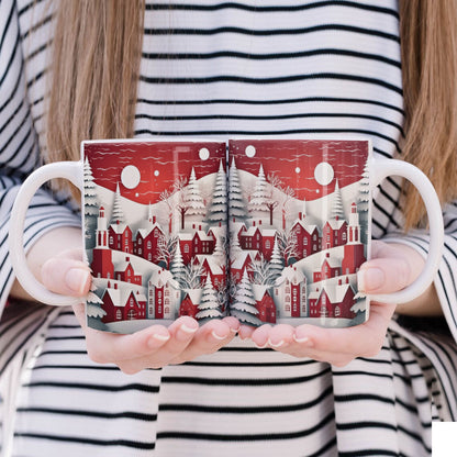 3D Papercut Christmas Mug Sublimation PNG Bundle | Winter Wonderland Coffee Cup Designs