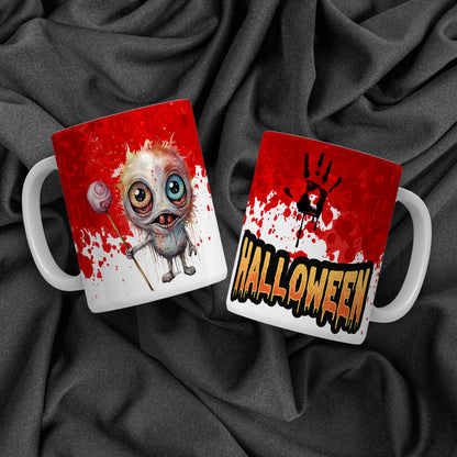 Creepy Cute Halloween Mug Sublimation PNG Bundle | Bloody Horror Clown & Pumpkin Mug Wrap 11oz 15oz Template