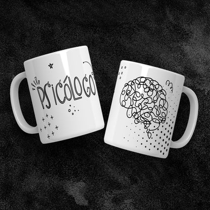 Psychology Doodled Brain Mug Sublimation PNG Bundle | Funny Psychologist Coffee Cup Wrap