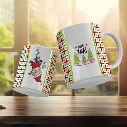 Cute Christmas Mug Sublimation Design PNG Bundle | Santa Gnome Xmas Tree Coffee Cup Wrap PNG
