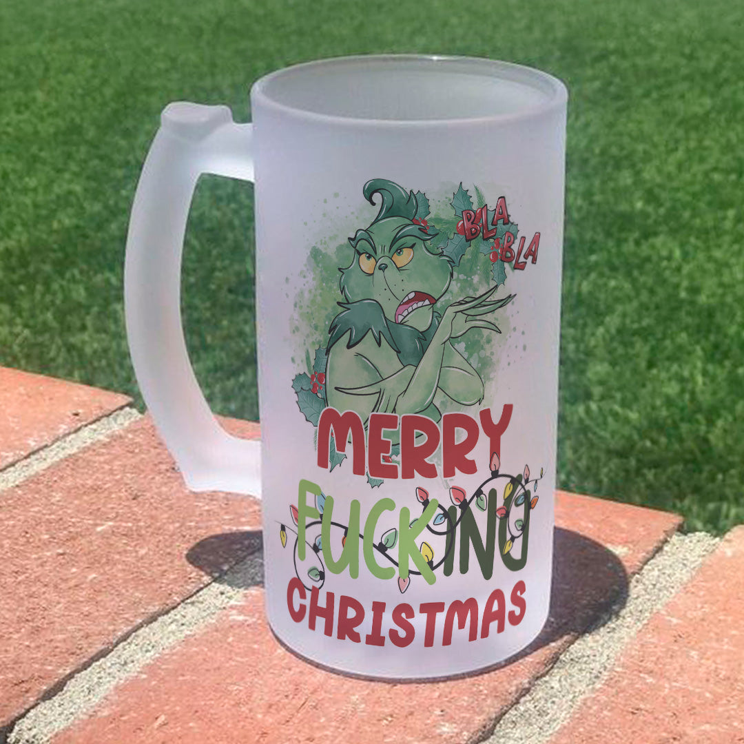 Funny Green Mean One Beer Mug Sublimation Designs PNG | Sarcastic Christmas Beer Stein Wrap Bundle