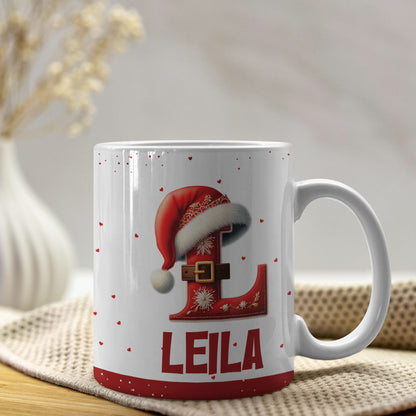 Christmas Alphabet Mug Sublimation Design | Editable Letter Monogram Cups 