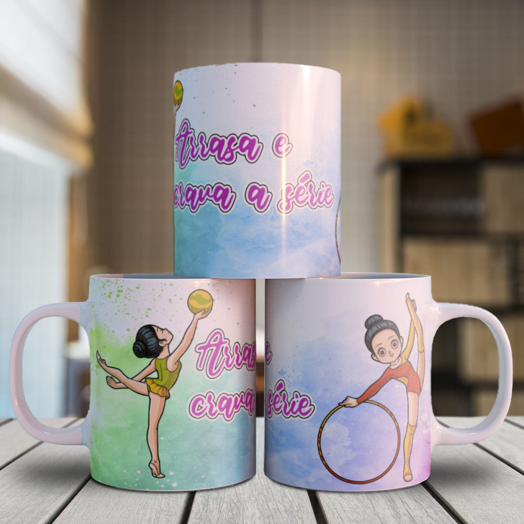 Rhythmic Gymnastics Mug Sublimation Designs PNG | Cute Gymnast Ribbon Hoop Ball Coffee Cup Wrap Bundle