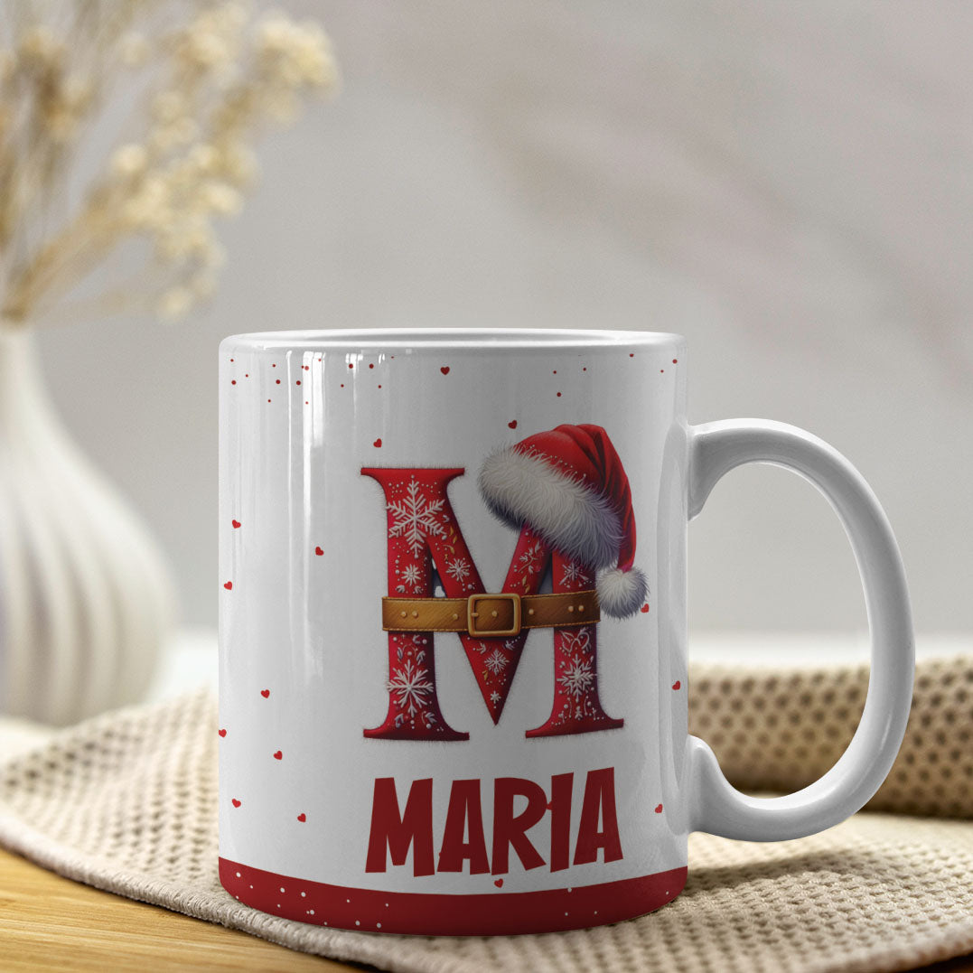 Christmas Alphabet Mug Sublimation Design | Editable Letter Monogram Cups 