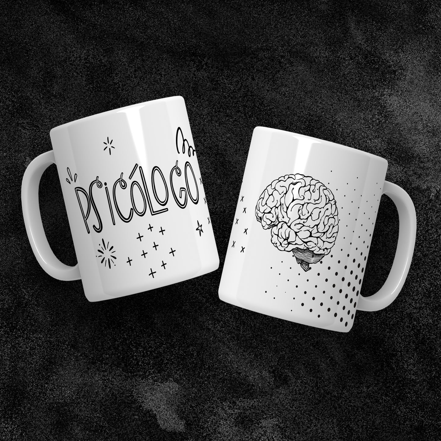 Psychology Doodled Brain Mug Sublimation PNG Bundle | Funny Psychologist Coffee Cup Wrap