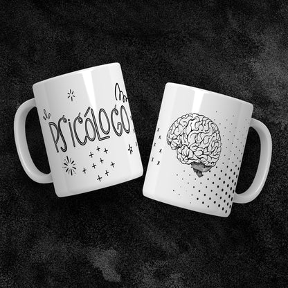 Psychology Doodled Brain Mug Sublimation PNG Bundle | Funny Psychologist Coffee Cup Wrap