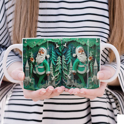 3D Papercut Christmas Mug Sublimation PNG Bundle | Winter Wonderland Coffee Cup Designs