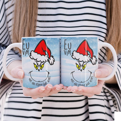 Funny Green Christmas Monster Mug Sublimation Wrap PNG Bundle | Sarcastic Holiday Quotes Mug Template