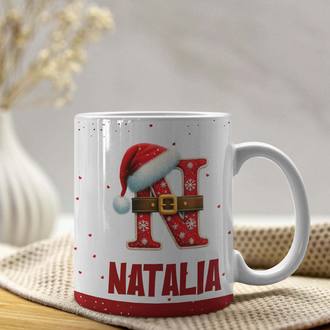 Christmas Alphabet Mug Sublimation Design | Editable Letter Monogram Cups 