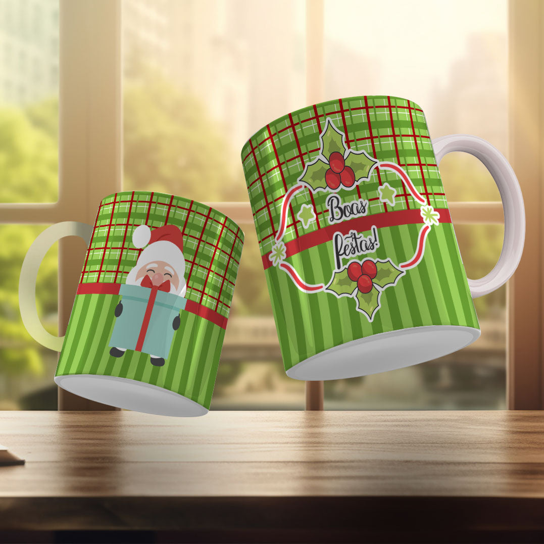 Cute Christmas Mug Sublimation Design PNG Bundle | Santa Gnome Xmas Tree Coffee Cup Wrap PNG