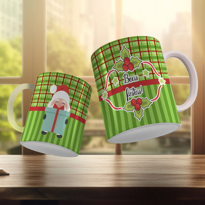 Cute Christmas Mug Sublimation Design PNG Bundle | Santa Gnome Xmas Tree Coffee Cup Wrap PNG