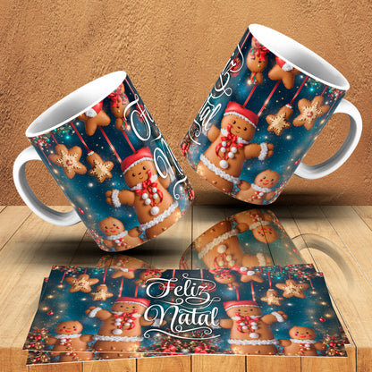 Gingerbread Christmas Mug Wrap Bundle PNG | Cute Gingerbread Man Sublimation Design