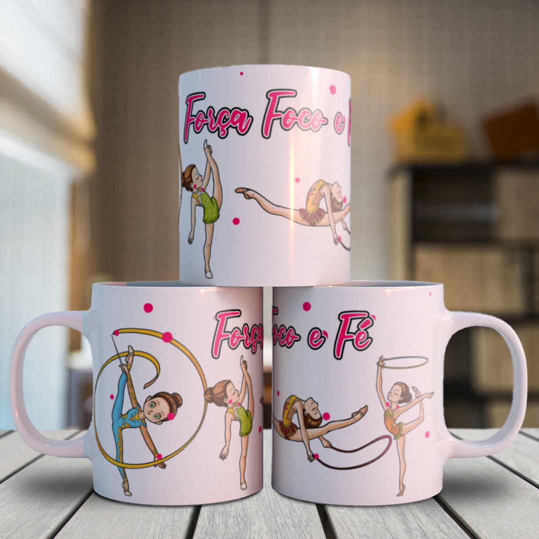 Rhythmic Gymnastics Mug Sublimation Designs PNG | Cute Gymnast Ribbon Hoop Ball Coffee Cup Wrap Bundle