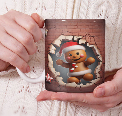 Cute Gingerbread Christmas Mug Sublimation PNG Bundle | 3D Holiday Gingerbread Man & Cookie House Mug Wrap 11oz 15oz Template