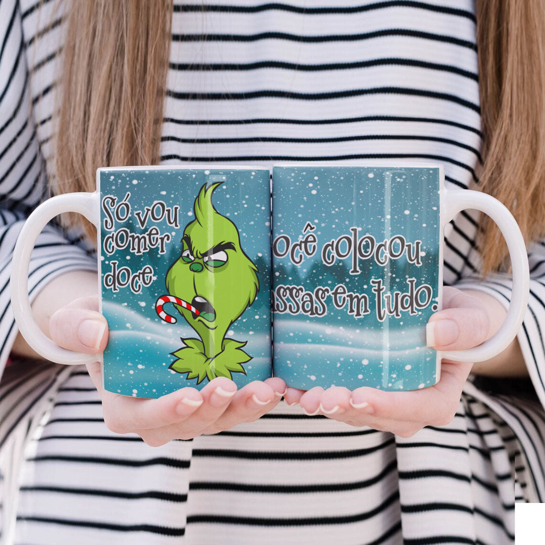Funny Green Christmas Monster Mug Sublimation Wrap PNG Bundle | Sarcastic Holiday Quotes Mug Template