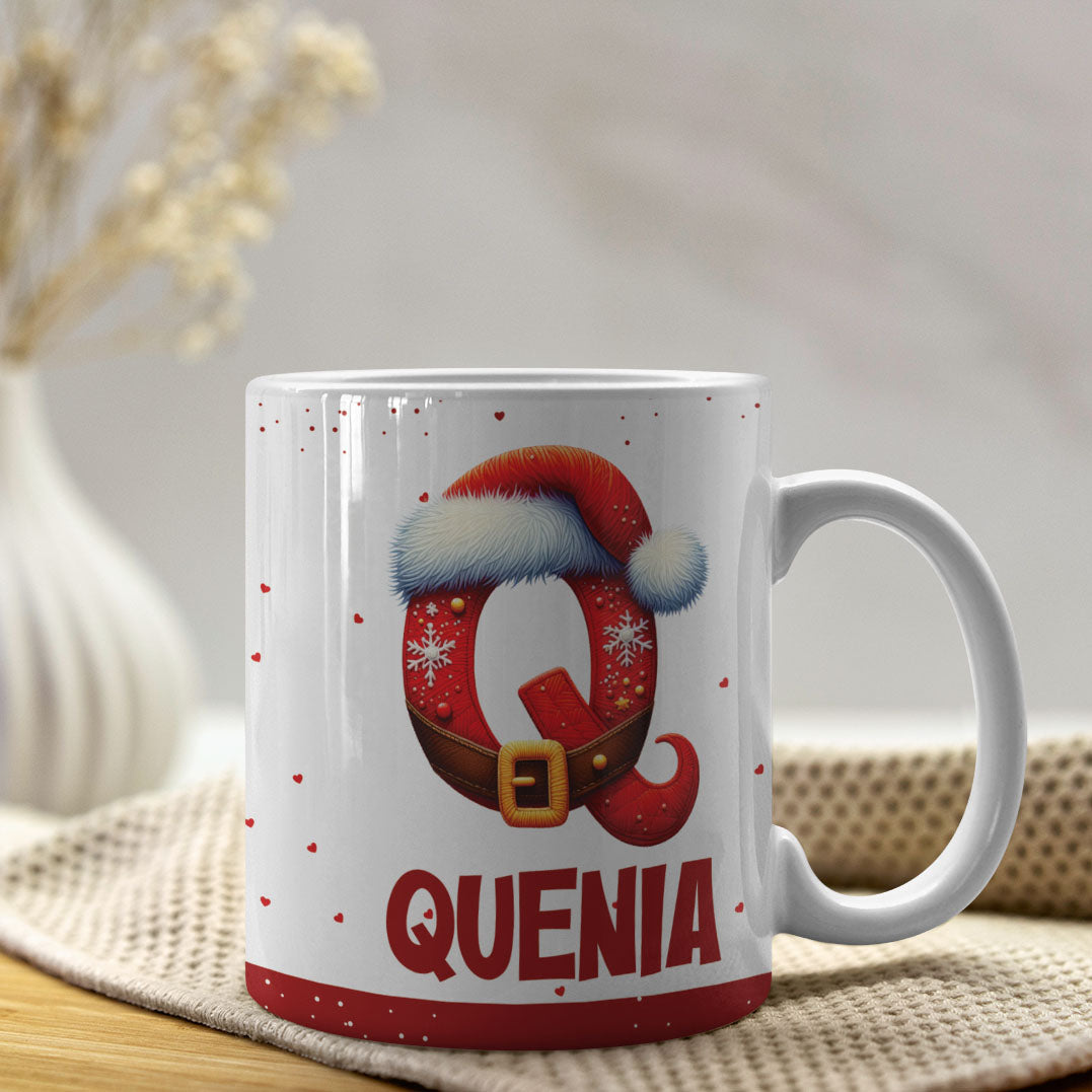 Christmas Alphabet Mug Sublimation Design | Editable Letter Monogram Cups 