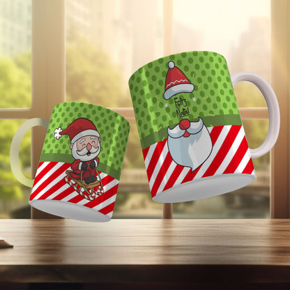 Cute Christmas Mug Sublimation Design PNG Bundle | Santa Gnome Xmas Tree Coffee Cup Wrap PNG