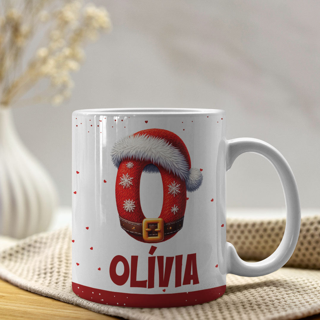 Christmas Alphabet Mug Sublimation Design | Editable Letter Monogram Cups 