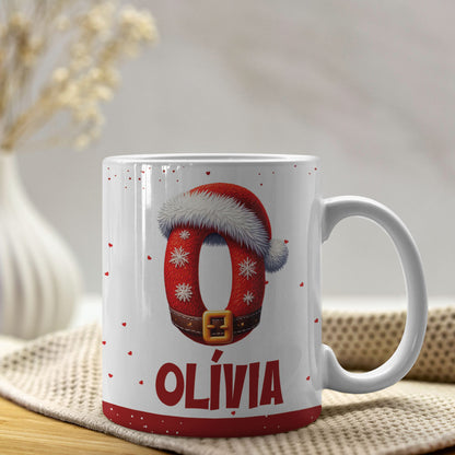 Christmas Alphabet Mug Sublimation Design | Editable Letter Monogram Cups 