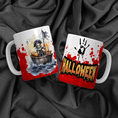 Creepy Cute Halloween Mug Sublimation PNG Bundle | Bloody Horror Clown & Pumpkin Mug Wrap 11oz 15oz Template
