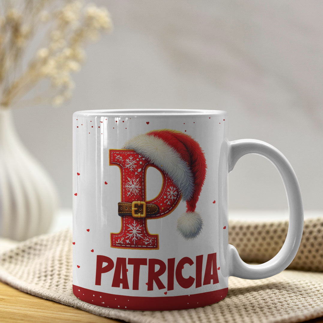Christmas Alphabet Mug Sublimation Design | Editable Letter Monogram Cups 