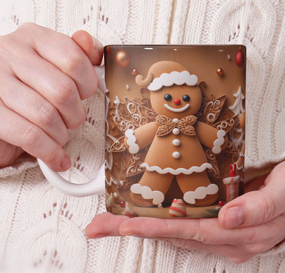 Cute Gingerbread Christmas Mug Sublimation PNG Bundle | 3D Holiday Gingerbread Man & Cookie House Mug Wrap 11oz 15oz Template