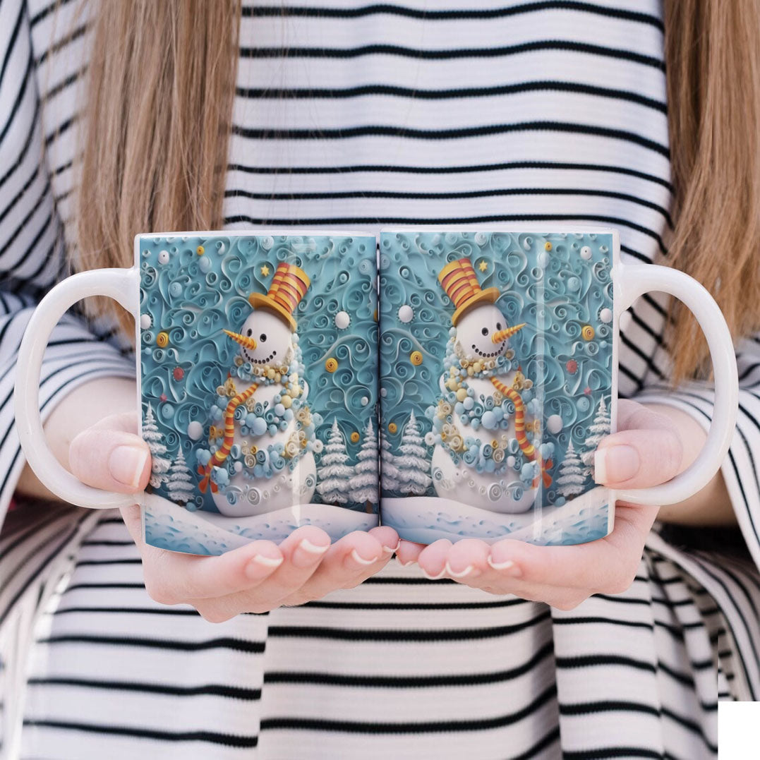 3D Papercut Christmas Mug Sublimation PNG Bundle | Winter Wonderland Coffee Cup Designs