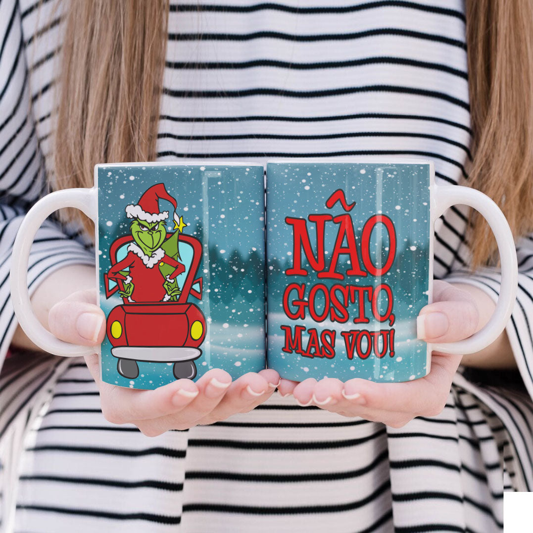 Funny Green Christmas Monster Mug Sublimation Wrap PNG Bundle | Sarcastic Holiday Quotes Mug Template