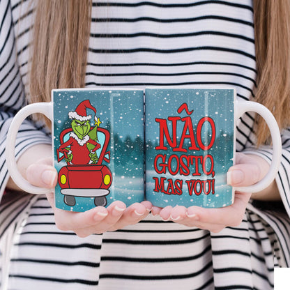 Funny Green Christmas Monster Mug Sublimation Wrap PNG Bundle | Sarcastic Holiday Quotes Mug Template