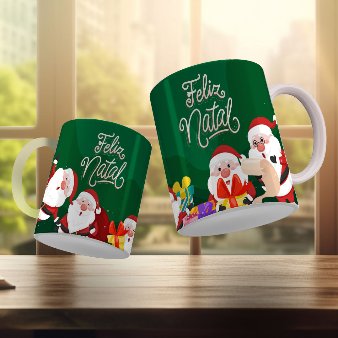 Cute Christmas Mug Sublimation Design PNG Bundle | Santa Gnome Xmas Tree Coffee Cup Wrap PNG