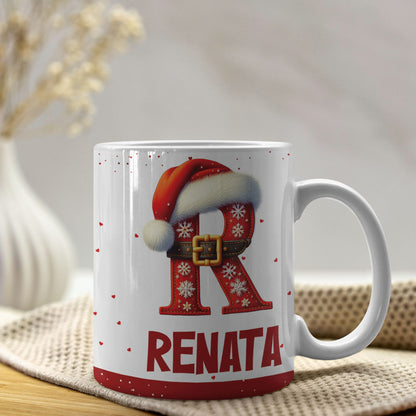 Christmas Alphabet Mug Sublimation Design | Editable Letter Monogram Cups 