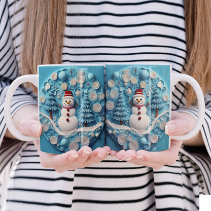 3D Papercut Christmas Mug Sublimation PNG Bundle | Winter Wonderland Coffee Cup Designs