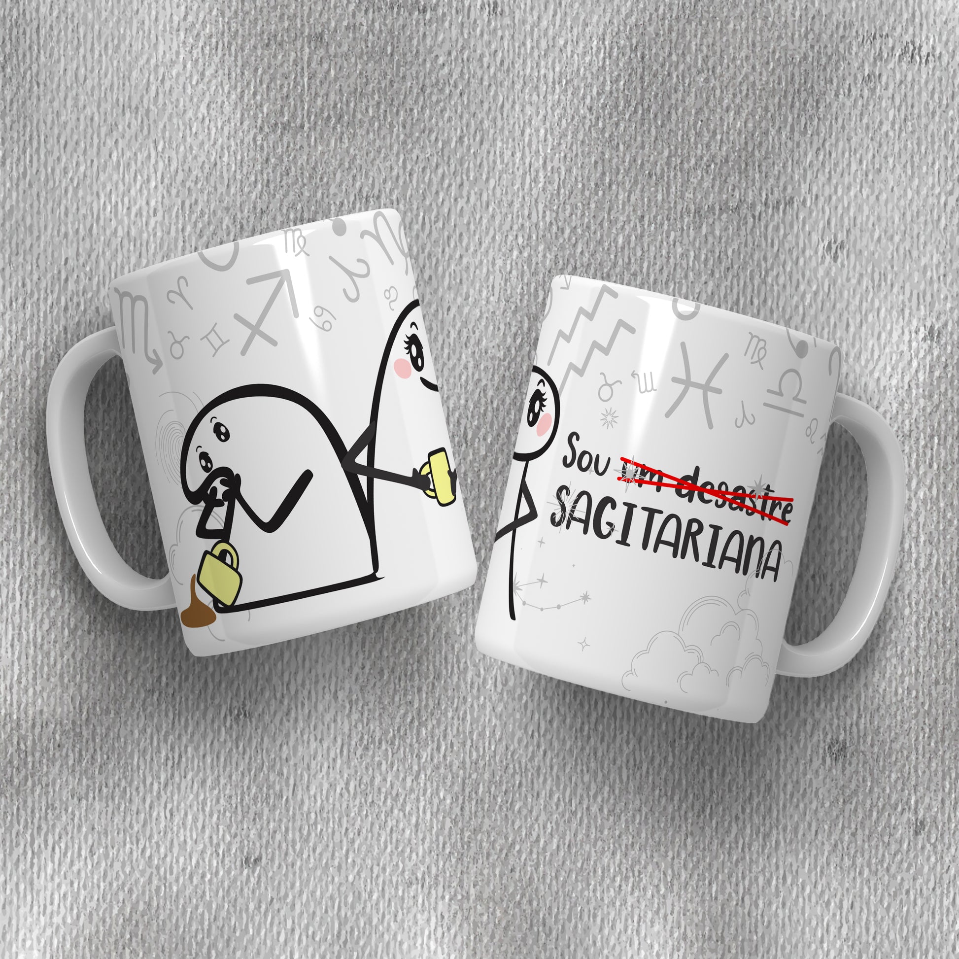 Funny Flork Zodiac Mug Sublimation PNG Bundle | Meme Astrology Mug Wrap