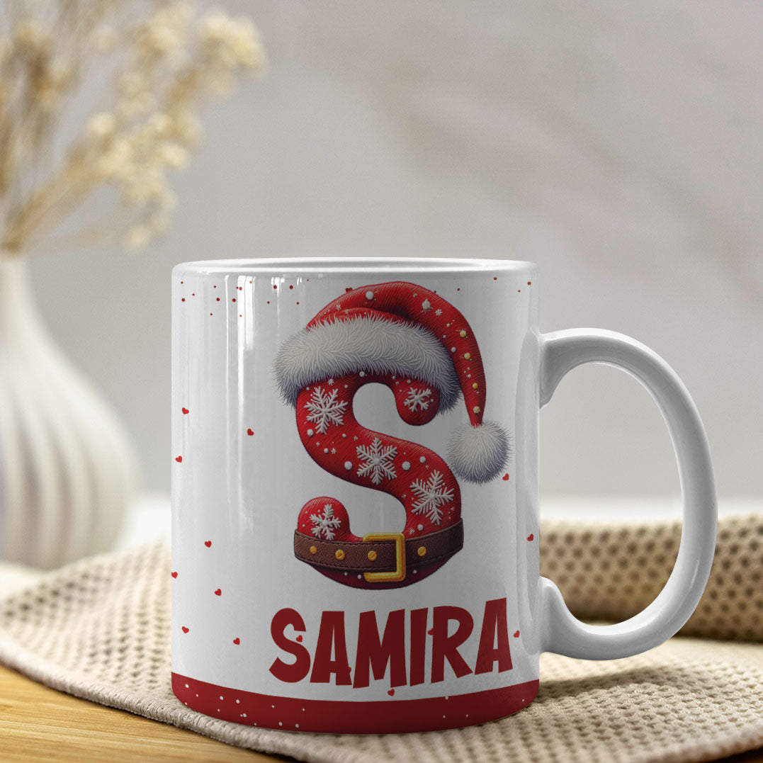 Christmas Alphabet Mug Sublimation Design | Editable Letter Monogram Cups 