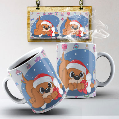 Christmas Pets Mug Sublimation PNG Bundle | Cute Dog and Cat Holiday Mug Wrap Template