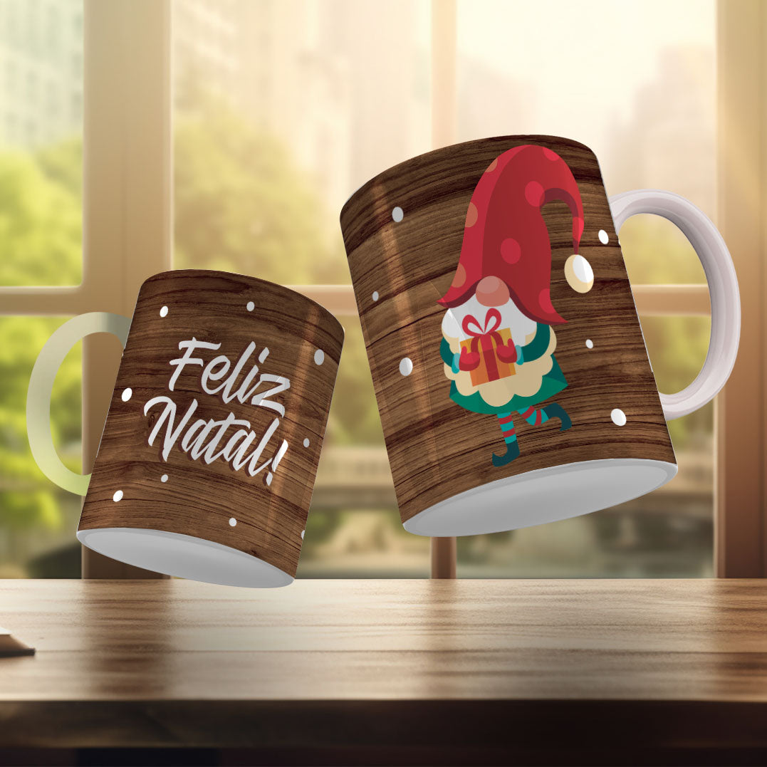 Cute Christmas Mug Sublimation Design PNG Bundle | Santa Gnome Xmas Tree Coffee Cup Wrap PNG