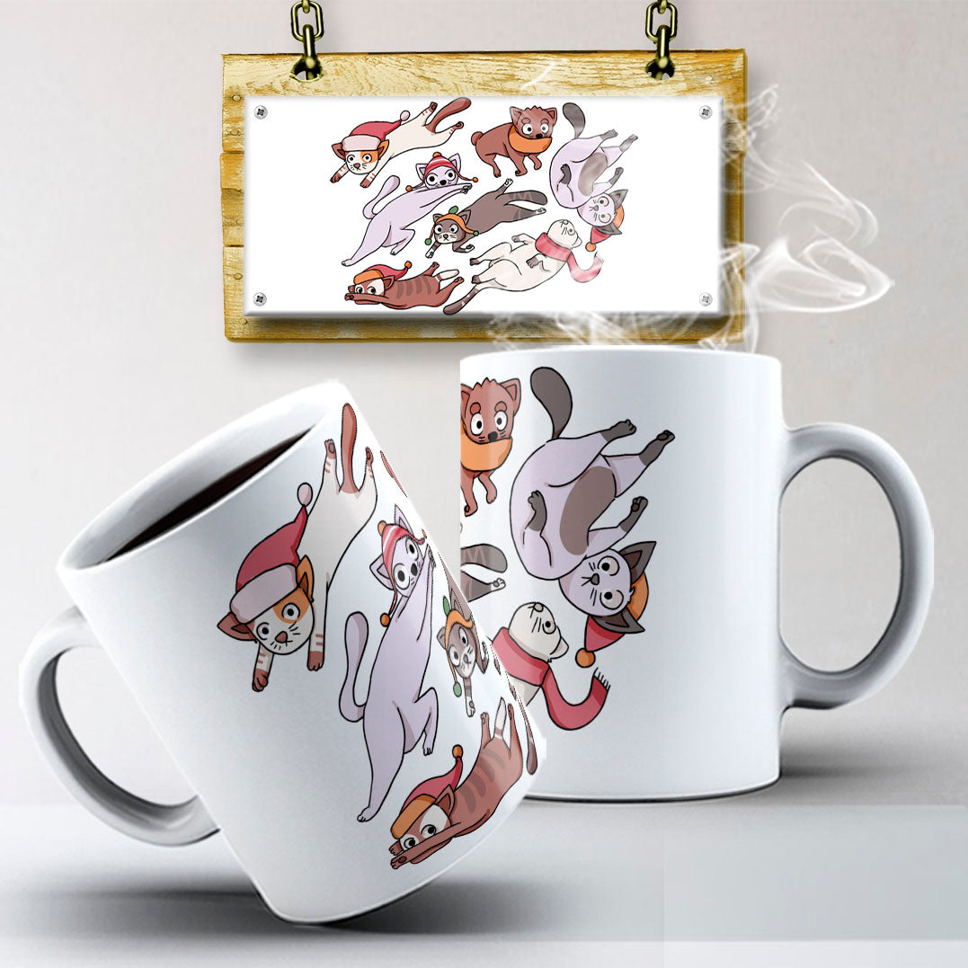 Christmas Pets Mug Sublimation PNG Bundle | Cute Dog and Cat Holiday Mug Wrap Template