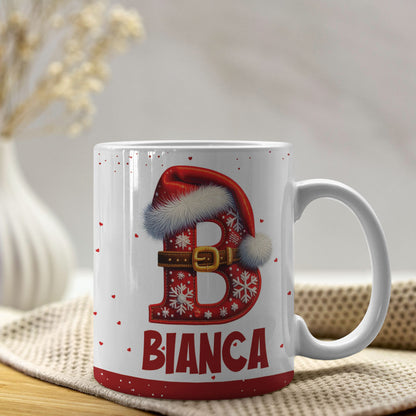 Christmas Alphabet Mug Sublimation Design | Editable Letter Monogram Cups 