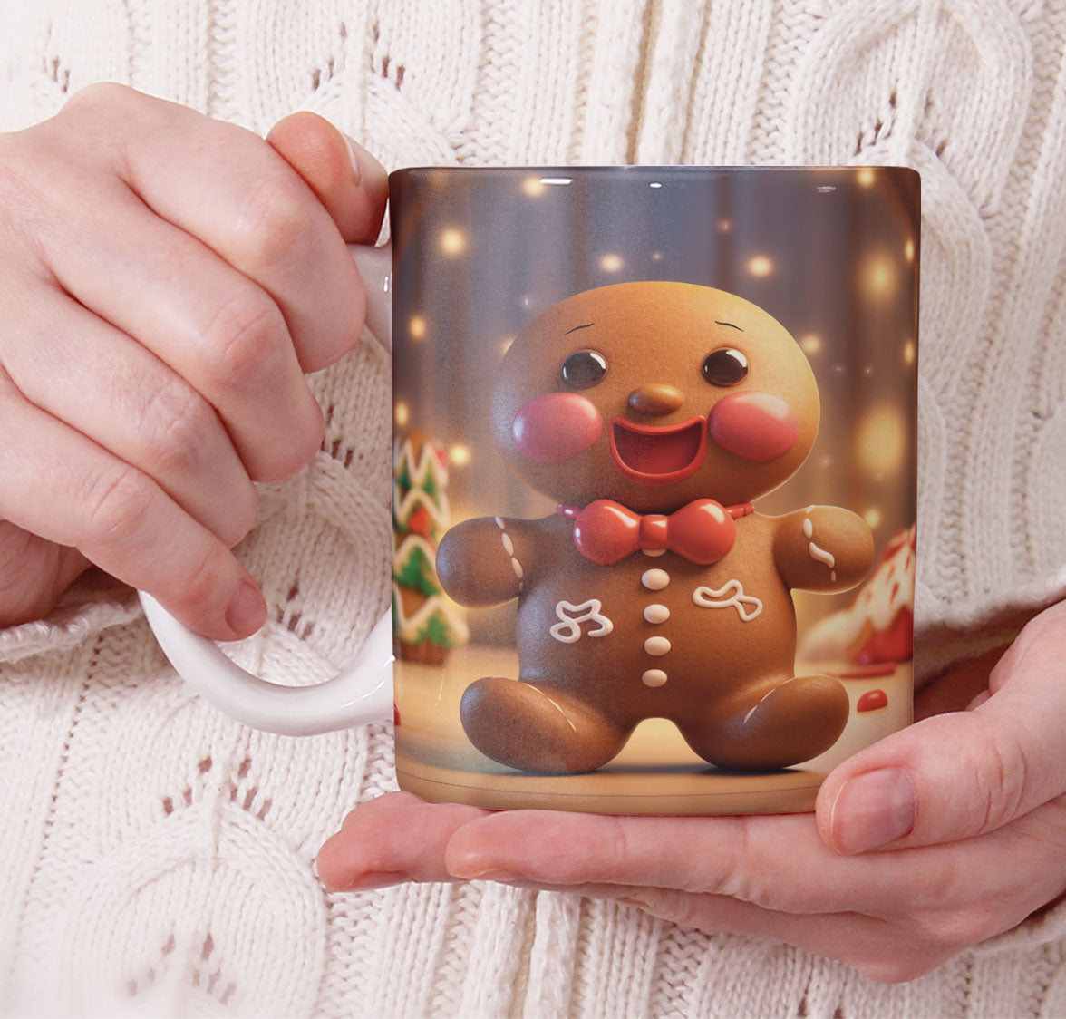 Cute Gingerbread Christmas Mug Sublimation PNG Bundle | 3D Holiday Gingerbread Man & Cookie House Mug Wrap 11oz 15oz Template
