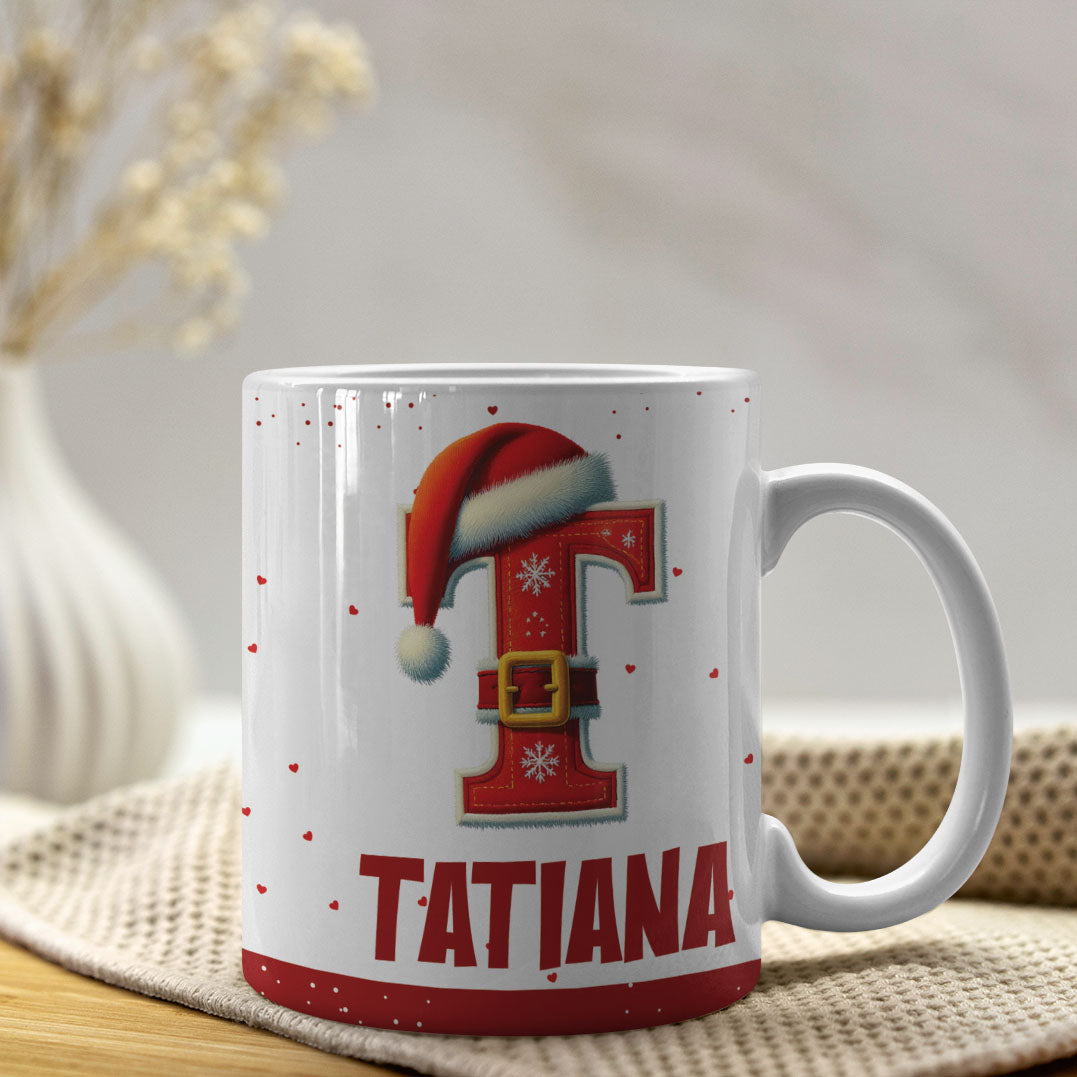 Christmas Alphabet Mug Sublimation Design | Editable Letter Monogram Cups 