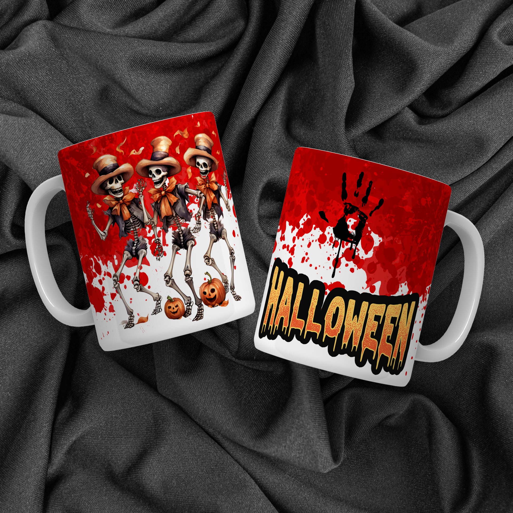 Creepy Cute Halloween Mug Sublimation PNG Bundle | Bloody Horror Clown & Pumpkin Mug Wrap 11oz 15oz Template