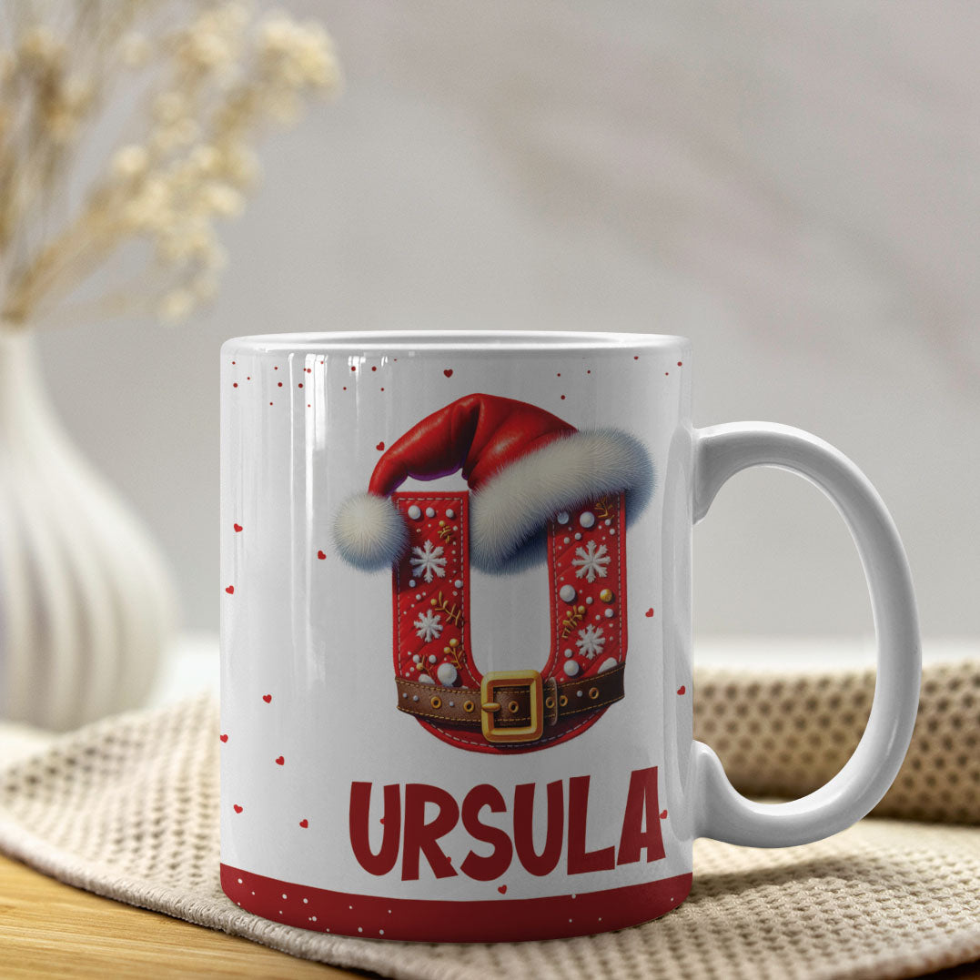 Christmas Alphabet Mug Sublimation Design | Editable Letter Monogram Cups 