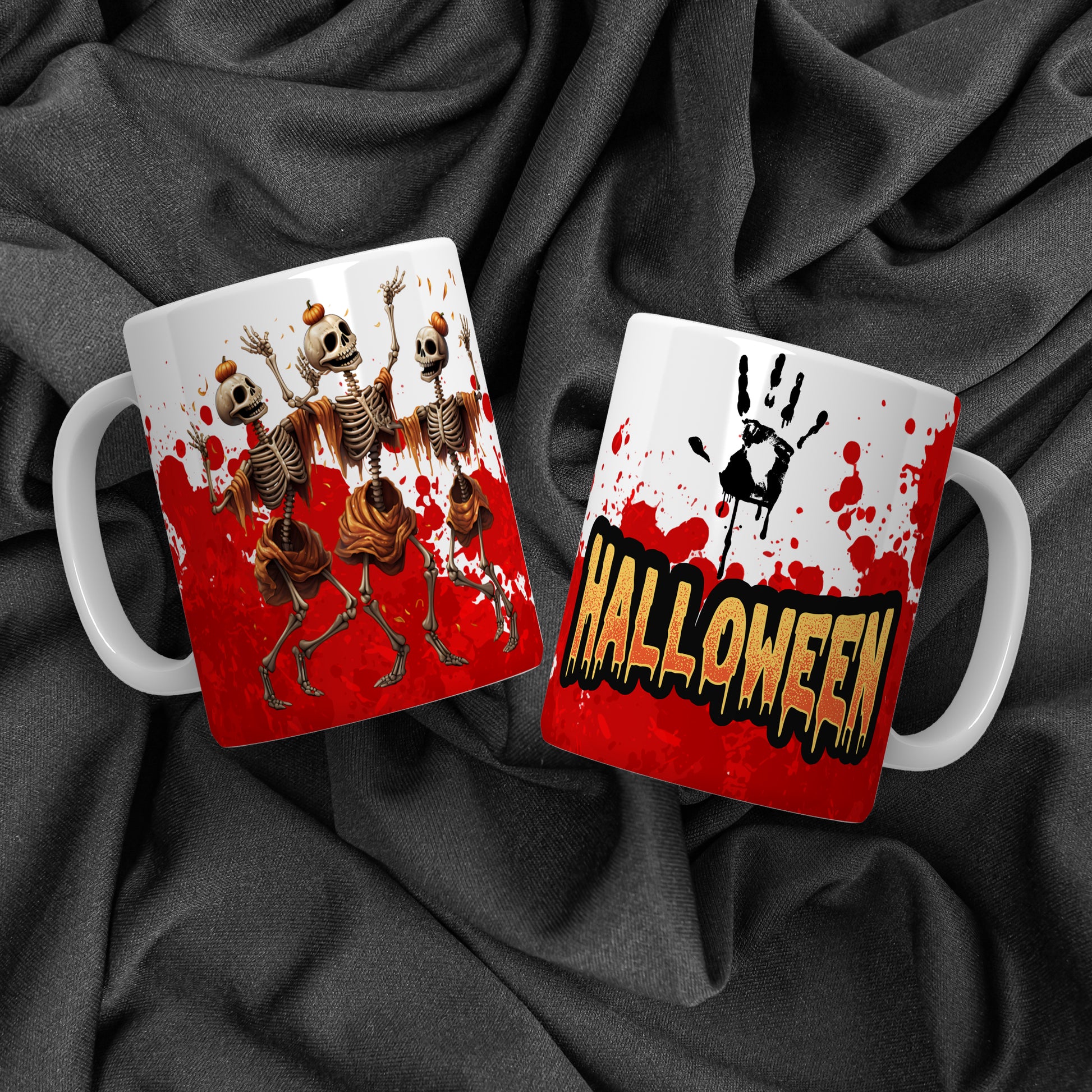 Creepy Cute Halloween Mug Sublimation PNG Bundle | Bloody Horror Clown & Pumpkin Mug Wrap 11oz 15oz Template