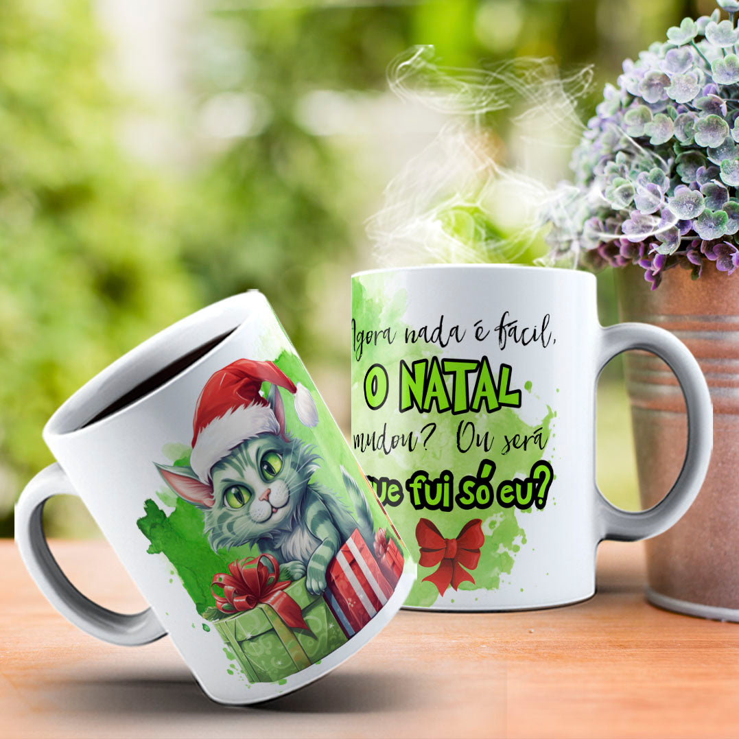 Funny Grumpy Green Cat Christmas Mug Sublimation Wrap PNG Bundle | Sarcastic Holiday Quotes 11oz 15oz Mug Template