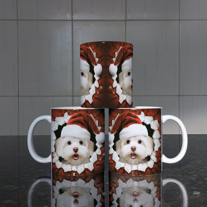 3D Christmas Animal Mug Sublimation PNG Bundle | Bursting Cute Pets Santa Hat Mug Wrap