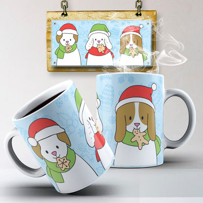 Christmas Pets Mug Sublimation PNG Bundle | Cute Dog and Cat Holiday Mug Wrap Template