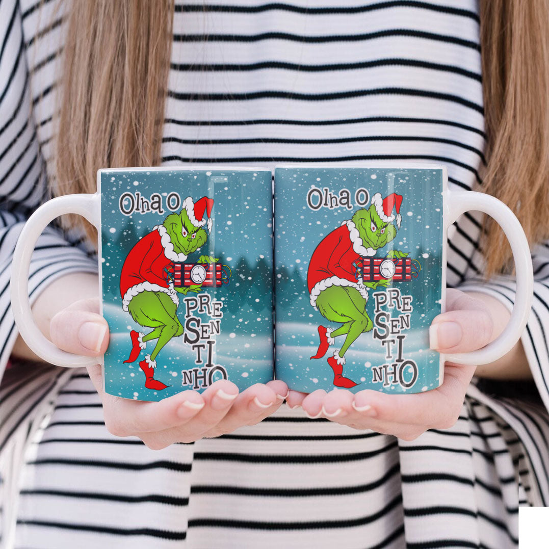 Funny Green Christmas Monster Mug Sublimation Wrap PNG Bundle | Sarcastic Holiday Quotes Mug Template