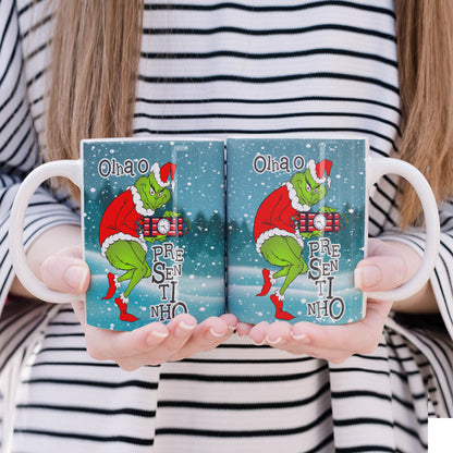 Funny Green Christmas Monster Mug Sublimation Wrap PNG Bundle | Sarcastic Holiday Quotes Mug Template